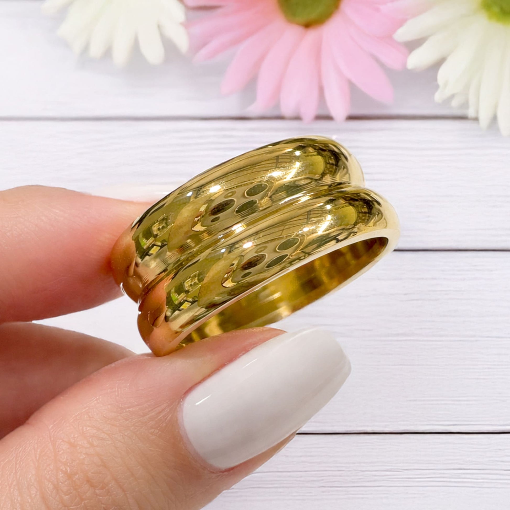 Twin Gleam Radiant Fusion Gold Layered Ring - 7