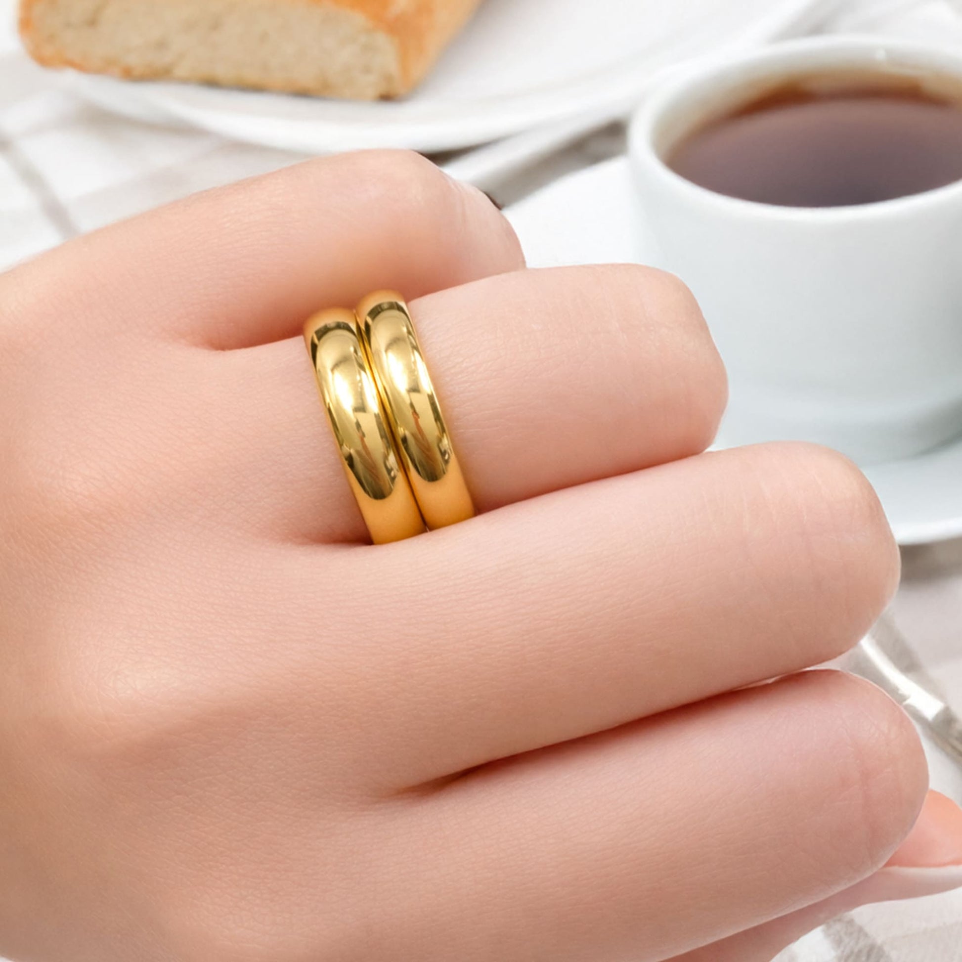 Twin Gleam Radiant Fusion Gold Layered Ring - 8