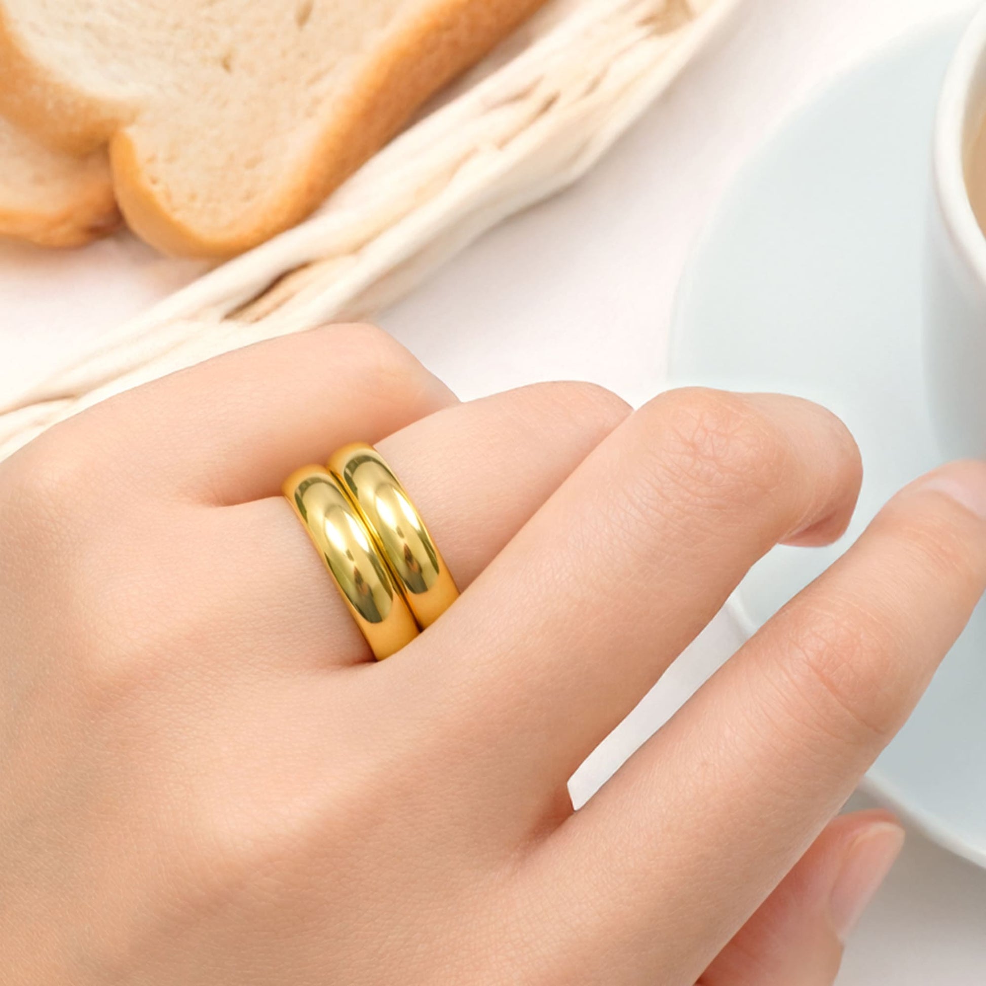 Twin Gleam Radiant Fusion Gold Layered Ring - 9