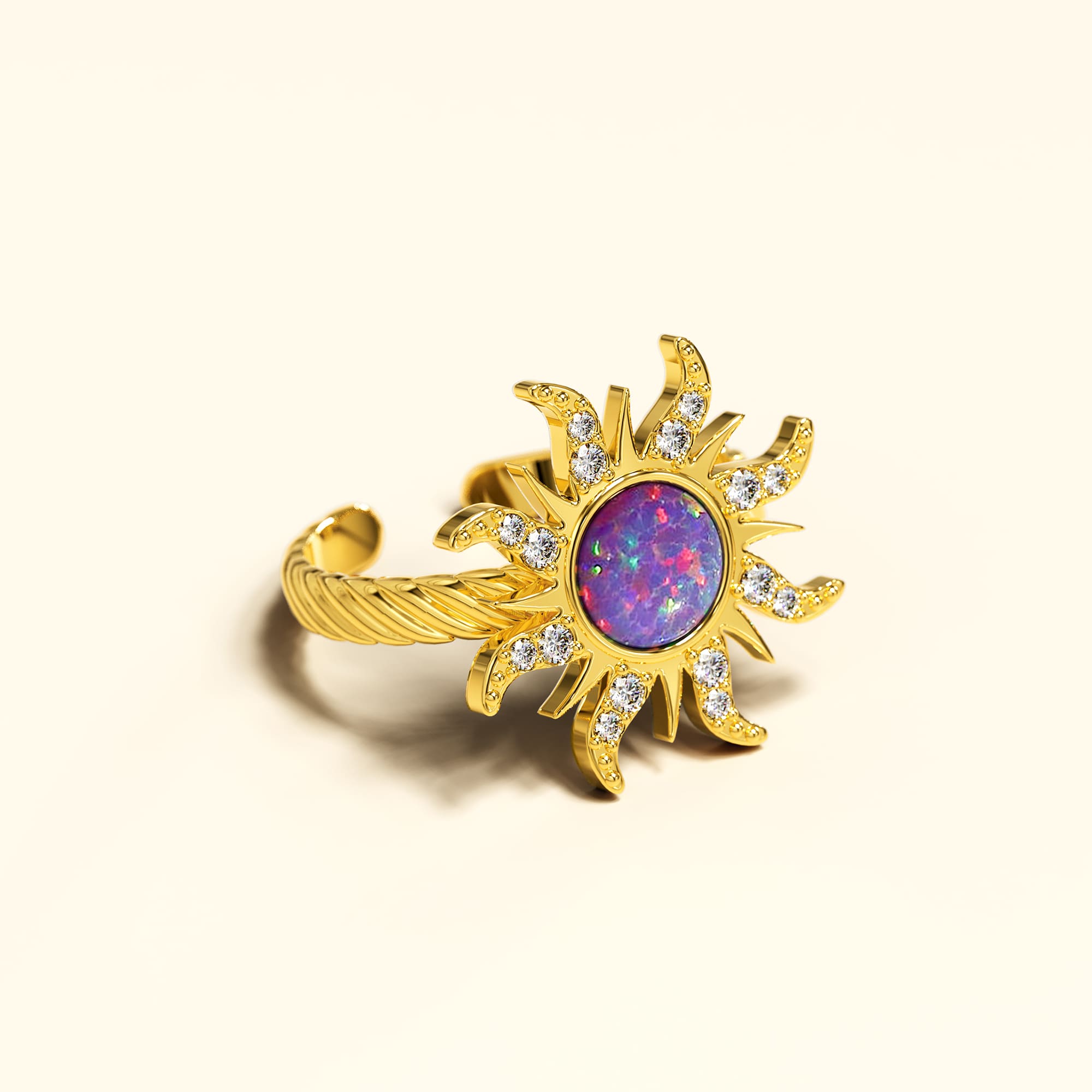 Adjustable Rapunzel Opal Sun Ring