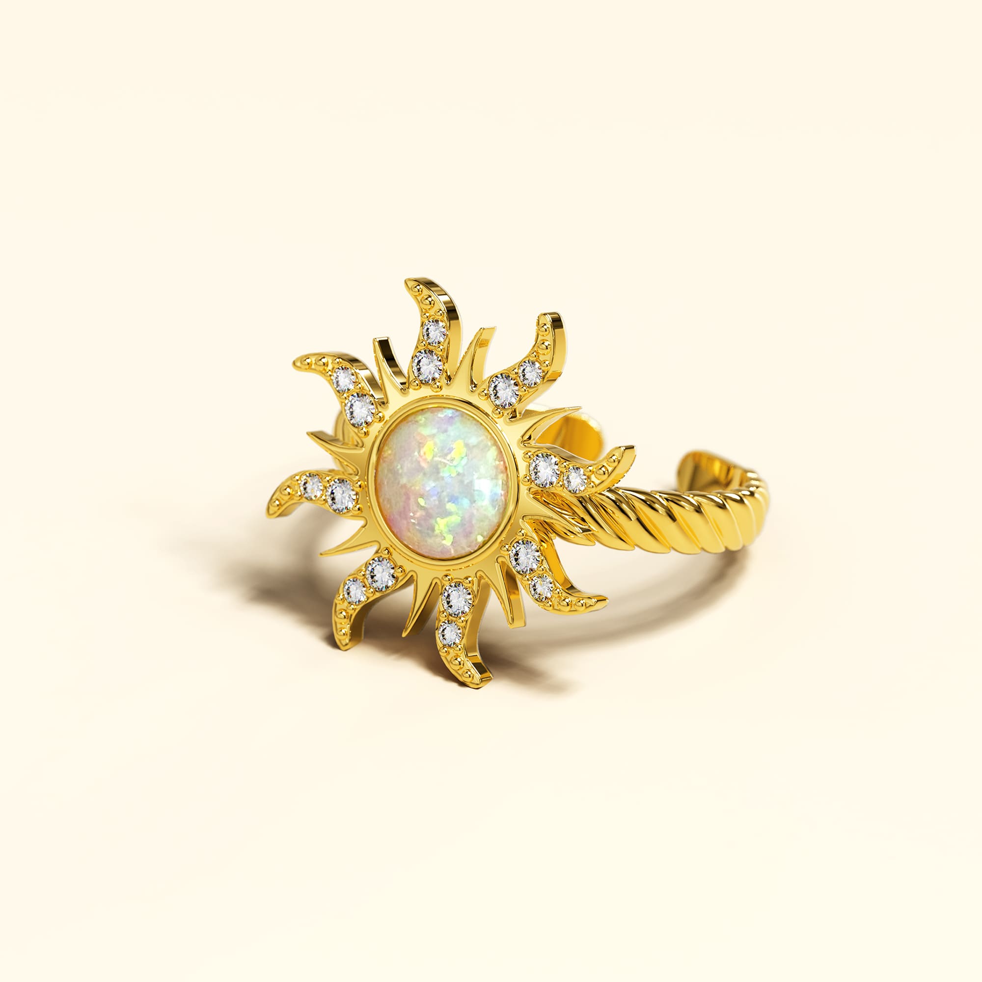 Adjustable Celestial Opal Sun Ring