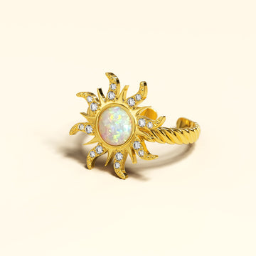 Adjustable Celestial Opal Sun Ring