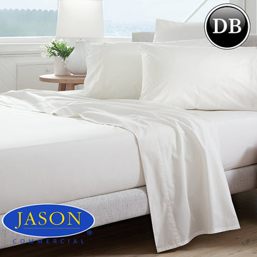 Jason Commercial Cotton Deluxe 100% Cotton Percale Fitted Sheet Double