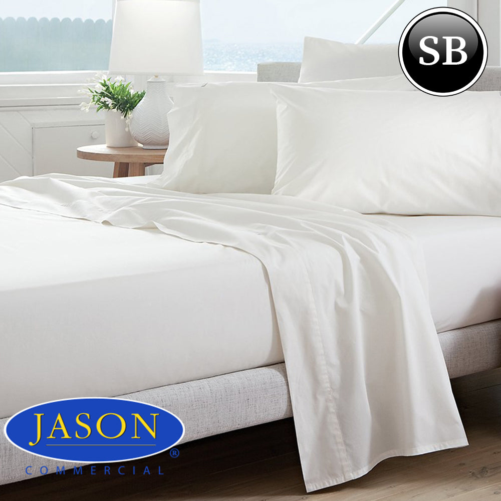 Jason Commercial Cotton Deluxe 100% Cotton Percale Fitted Sheet Single