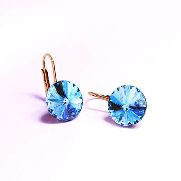 Diana Rose Gold Crystal Blue Drop Earrings