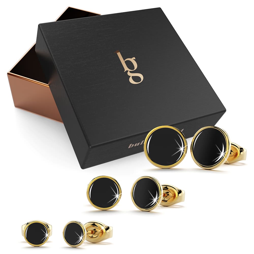 Boxed 3 Pairs Mitch Stud Earrings Set Gold