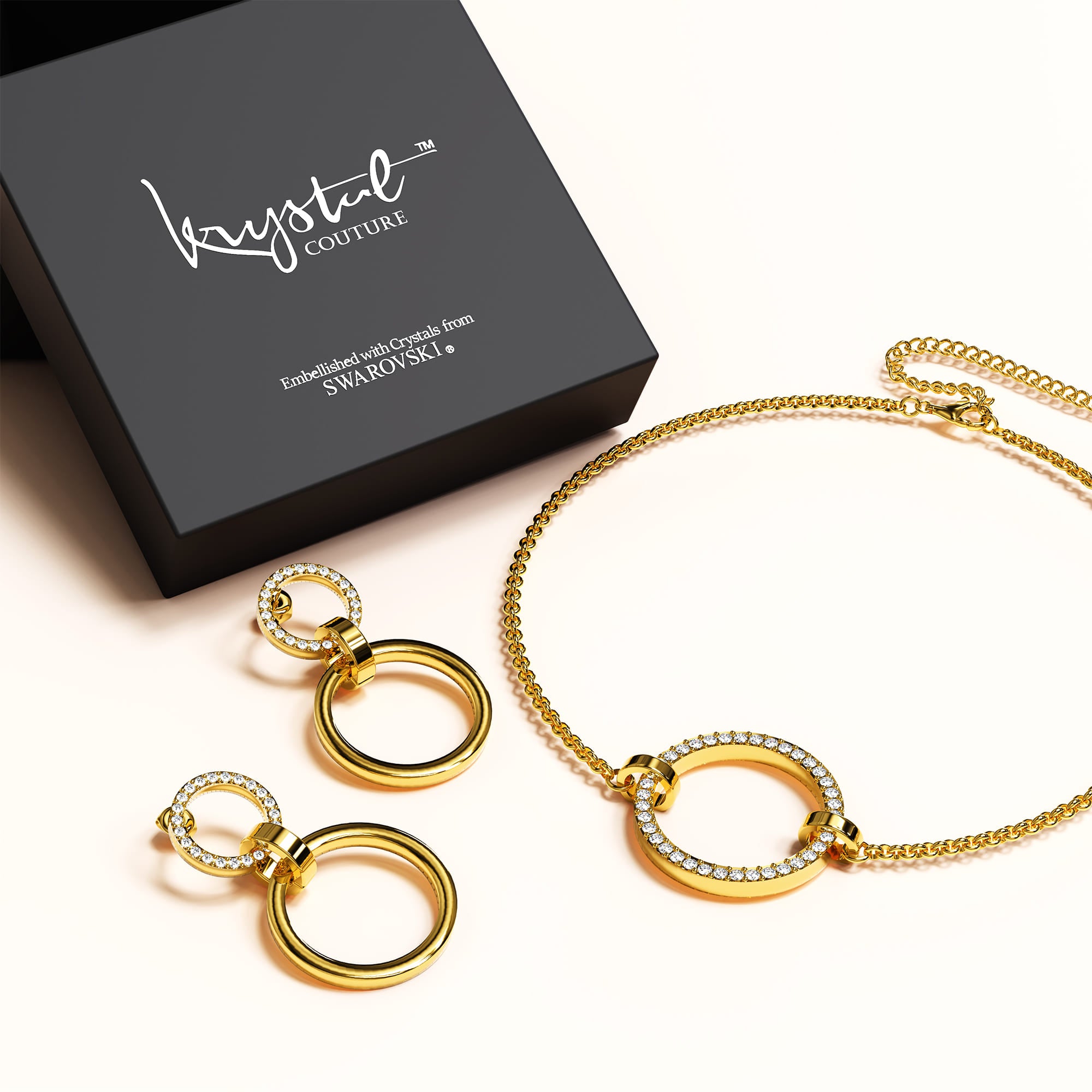 Boxed Orbit of Radiance Earrings & Beauty Bracelet Set with SWAROVSKI® Crystal in Gold