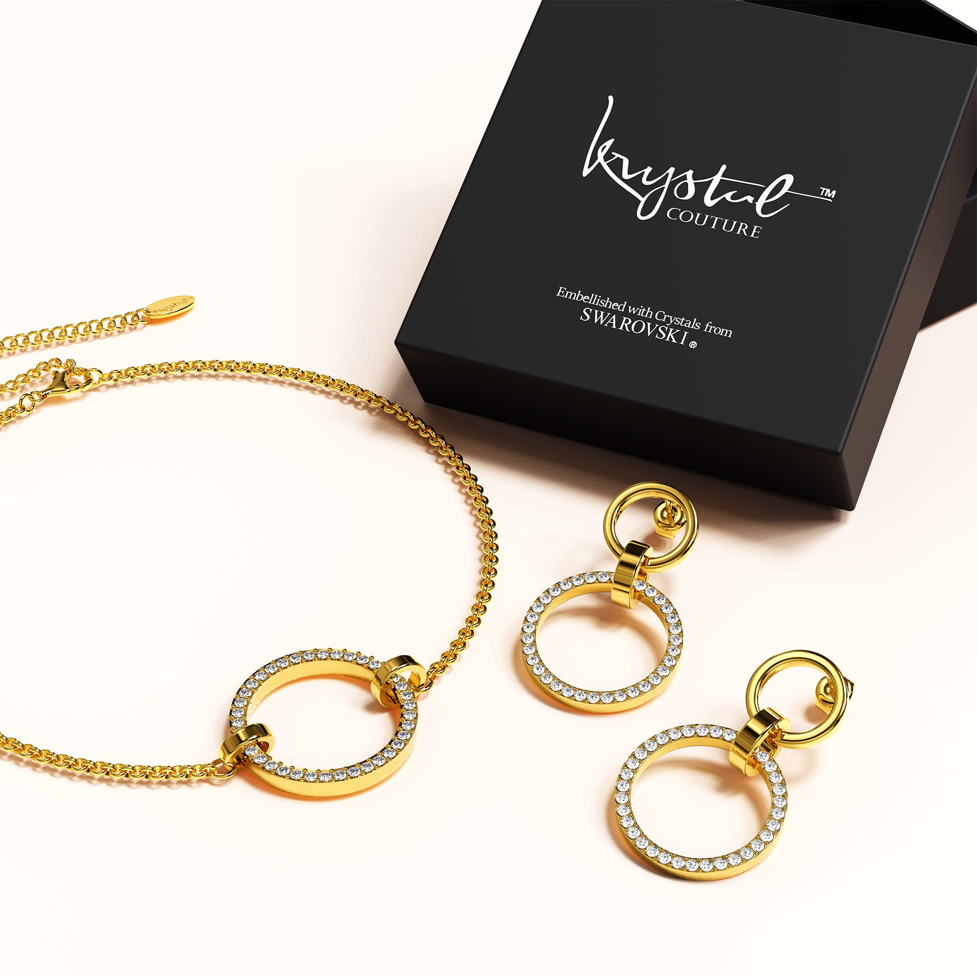 Boxed Orbit of Elegance Earrings & Beauty Bracelet Set with SWAROVSKI® Crystal in Gold
