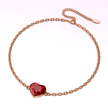 Rose Gold Burning Red Heart-Shaped Bracelet Embellished with SWAROVSKI® Crystal