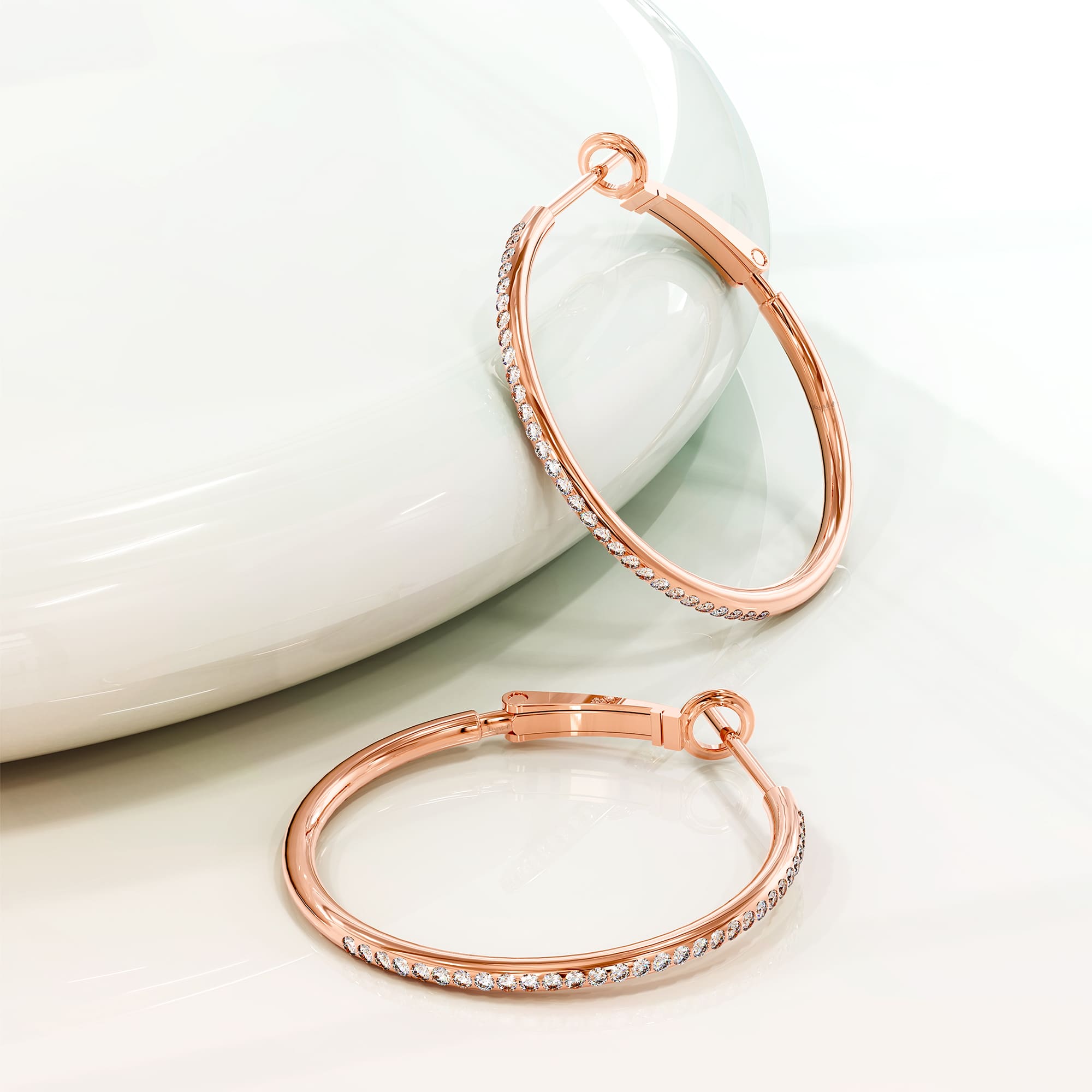 Endless Hoop Earrings Embellished With SWAROVSKI® Crystals in Rose Gold - 45mm