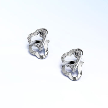 Krystal Couture Hearts Entwined Studs Embellished with SWAROVSKI® Crystals