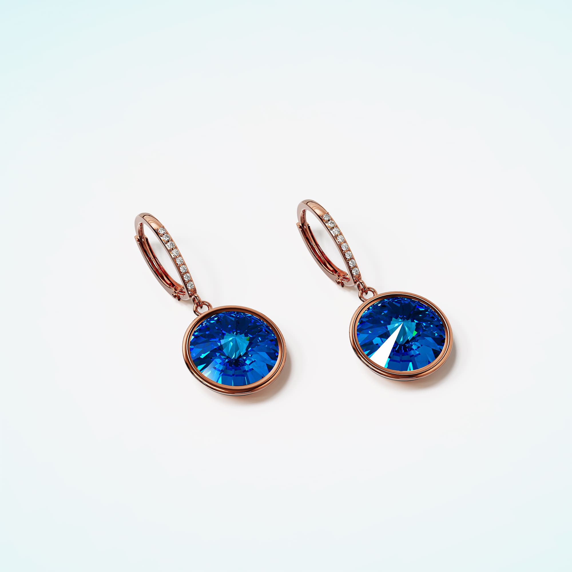 Precious Drop Earrings Coral Blue Embellished With SWAROVSKI® Crystals