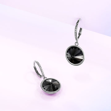 Krystal Couture Precious Drop Earrings Silver Night Embellished with Swarovski® Crystals