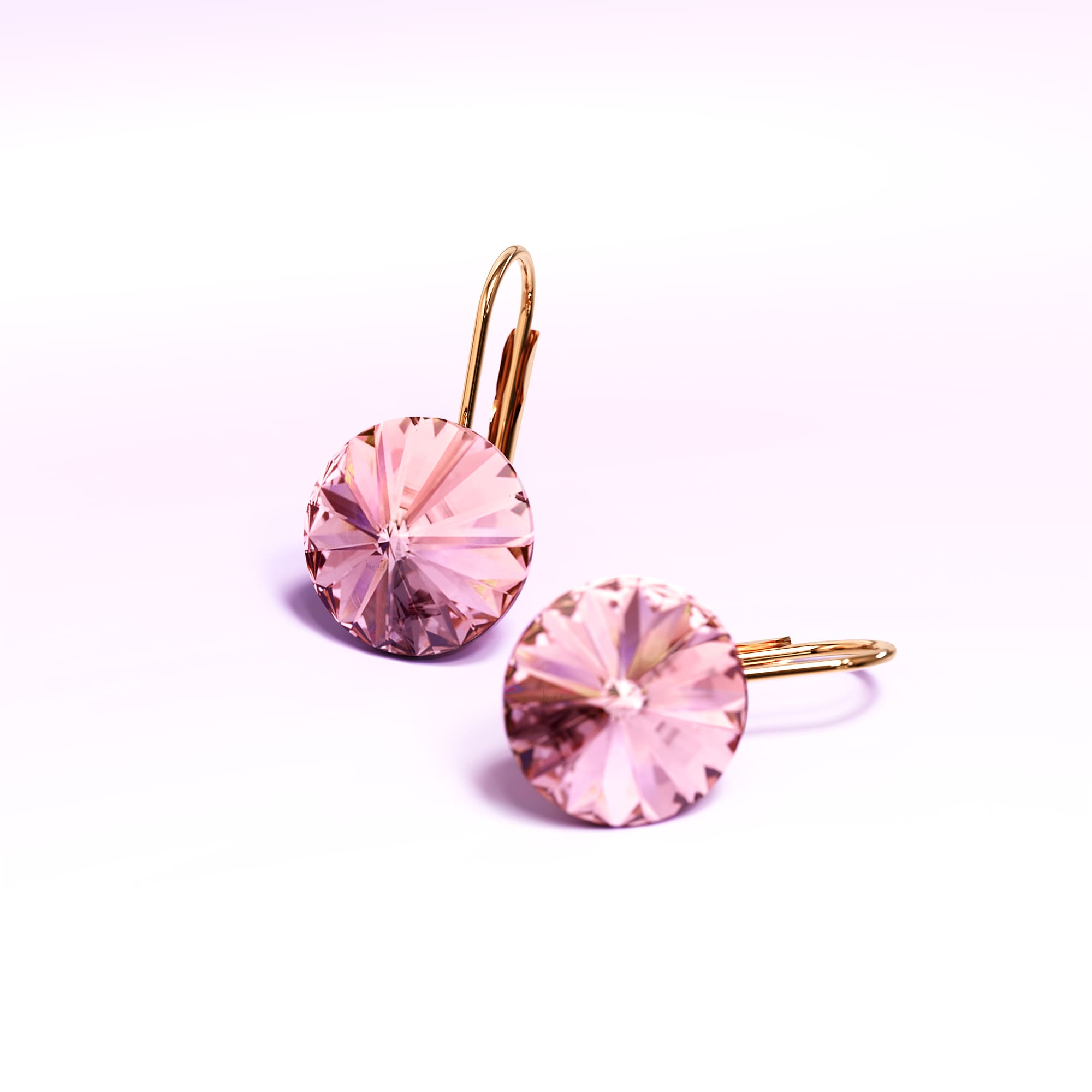 Diana Rose Gold Crystal Pink Drop Earrings
