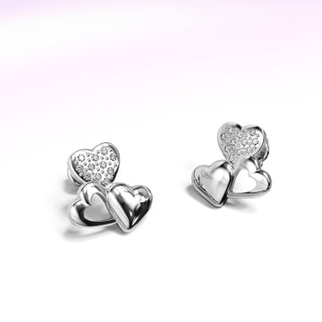 Trio Heart Stud Earrings Embellished With SWAROVSKI® Crystals