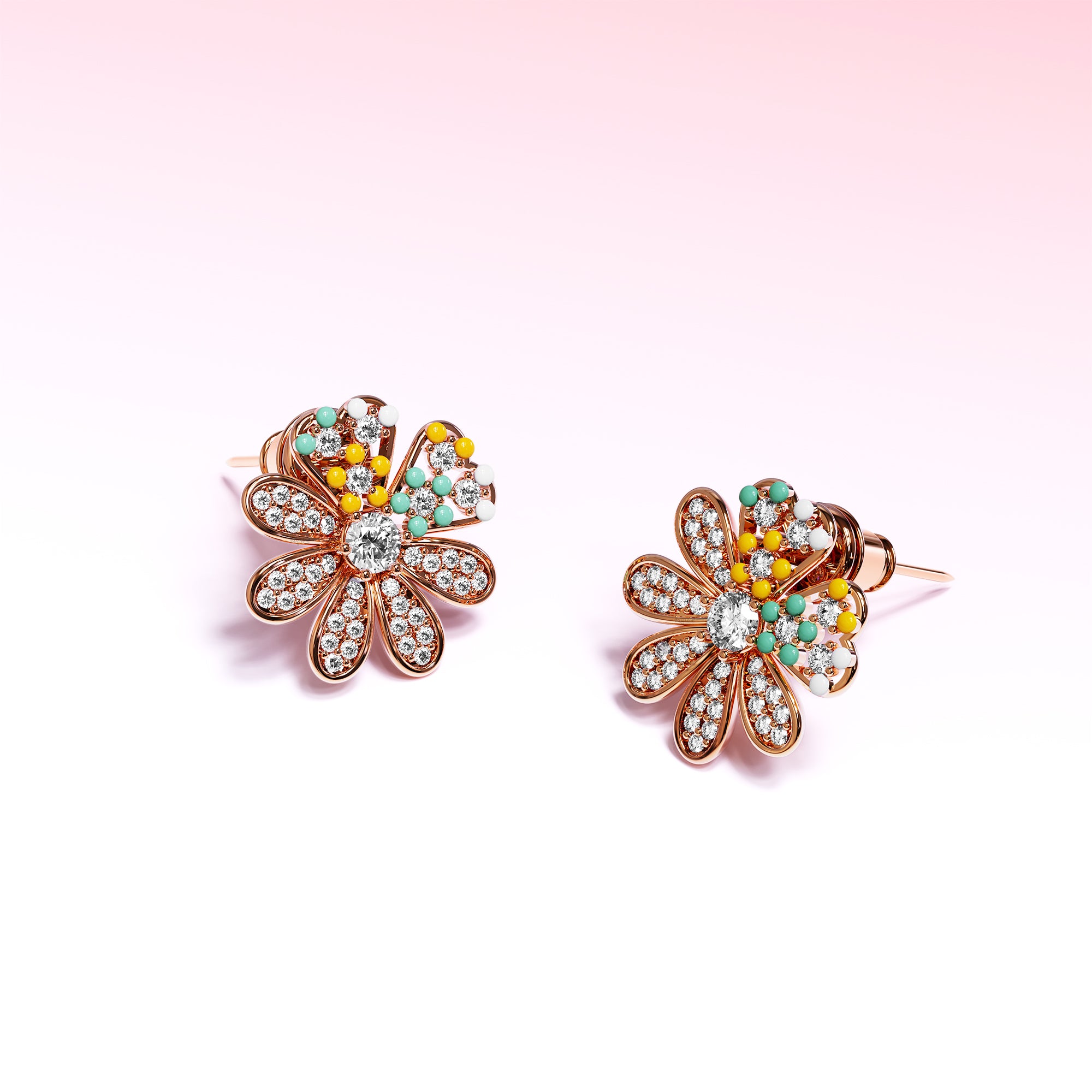 Cream Flora Stud Earrings