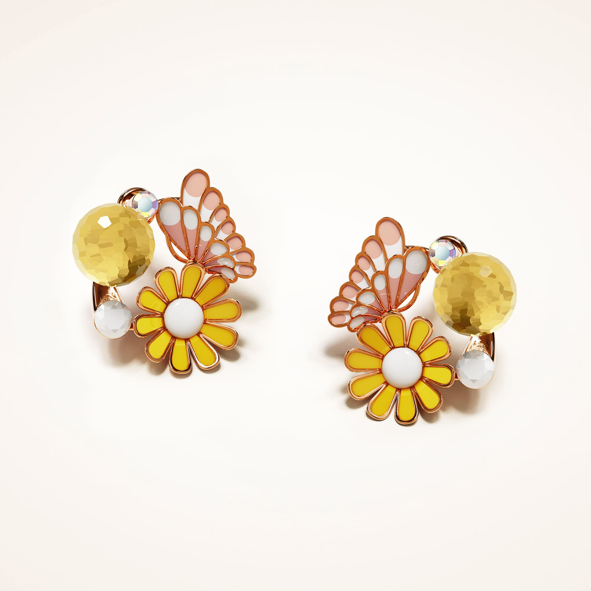 Butterfly Floral Stud Earrings