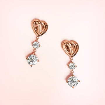 Fall in Love Heart Drop Earrings Embellished With SWAROVSKI® Crystals in Rose Gold