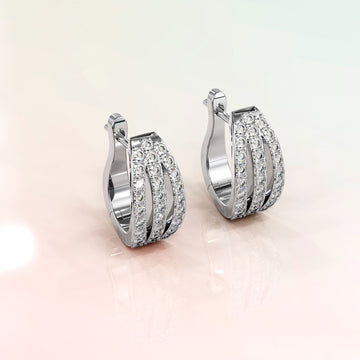 Krystal Couture Three-Row Latch-Back White Gold Earrings Embellished with SWAROVSKI® Crystals