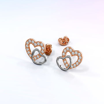 Krystal Couture Twin Hearts Stud Earrings Embellished with Swarovski® Crystals