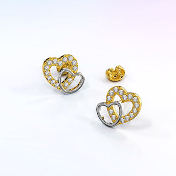 Krystal Couture Twin Hearts Stud Earrings Embellished with Swarovski® Crystals