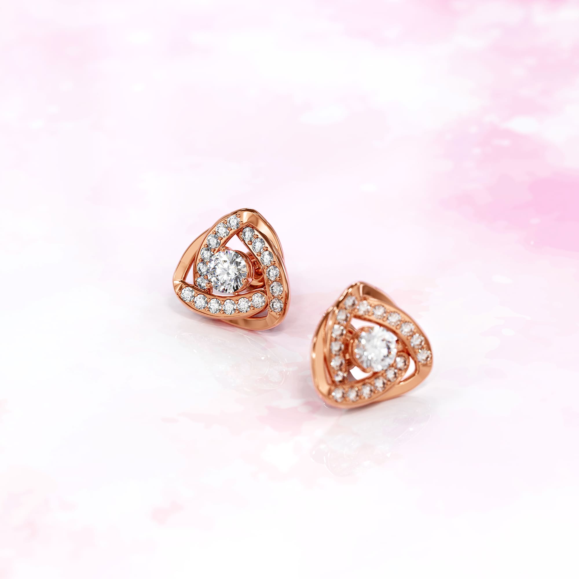 Celtic Knot Stud Rose Gold Earrings Embellished with SWAROVSKI® Crystals