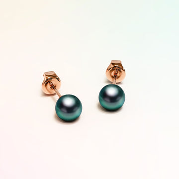 Krystal Couture Purity Pearl Stud Earrings Embellished with SWAROVSKI® Crystals Iridescent Tahitian Look Pearls
