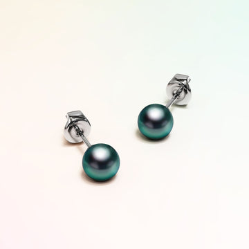 Purity Pearl Stud Earrings Embellished with SWAROVSKI® Crystal Iridescent Tahitian Look Pearls