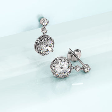 Krystal Couture Lavish White Gold Modern Drop Earrings Embellished with SWAROVSKI® Crystals