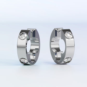 Krystal Couture Classic Round Stud Earrings in White Gold Adorned with Crystals from Swarovski®