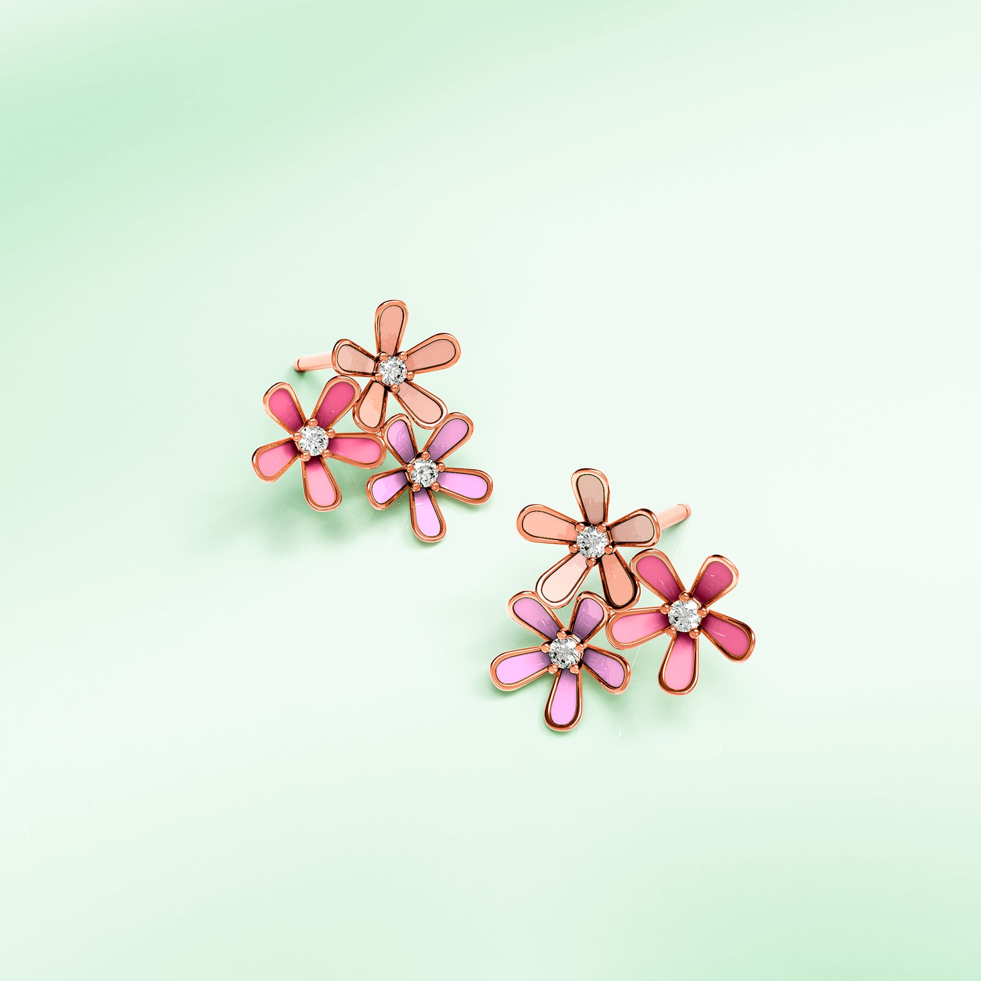 Petalia Pink Stud Earrings Featured SWAROVSKI® Crystals in Rose Gold