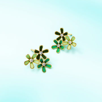Krystal Couture Petalia Olive Green Stud Earrings Featured SWAROVSKI® Crystals in Gold
