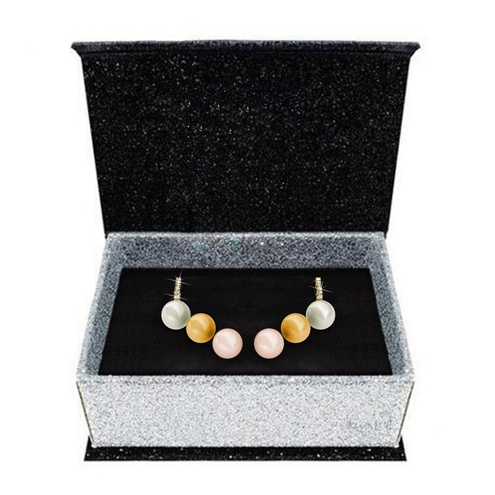 Boxed Interchangeable Pearl Drop Earrings Set Embellished with Swarovski® Crystals