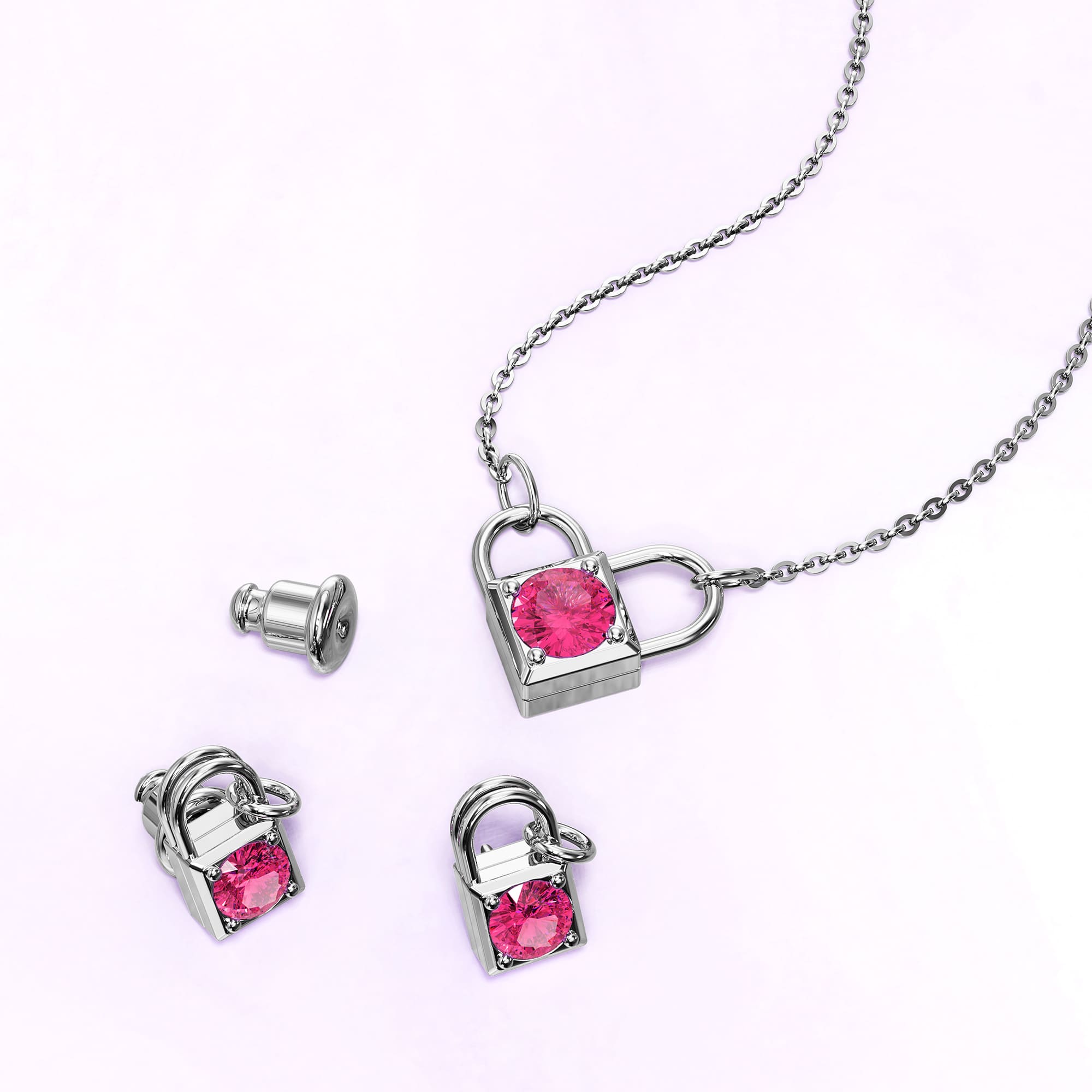 Boxed Celeste Heart Necklace and Earrings Set Embellished with SWAROVSKI® crystals