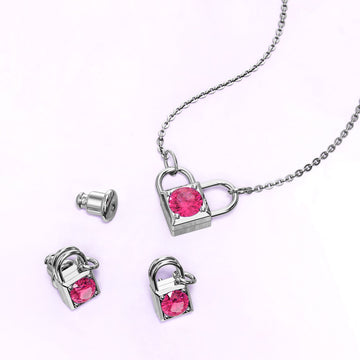 Boxed Celeste Heart Necklace and Earrings Set Embellished with SWAROVSKI® crystals