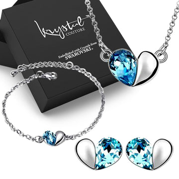 Boxed Heart 2 Heart Bracelet, Necklace and Earrings Set Embellished with Swarovski® Crystals