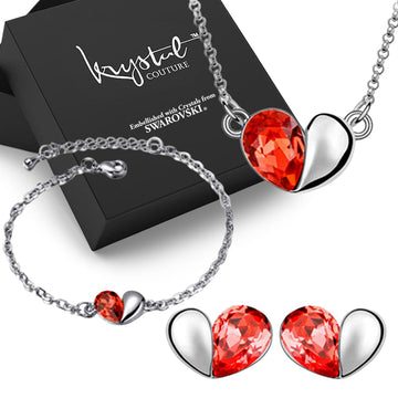 Boxed Heart 2 Heart Bracelet, Necklace and Earrings Set Embellished with Swarovski® Crystals