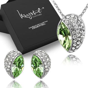 Boxed Avocado Necklace and Earrings Set Embellished with SWAROVSKI® Crystals
