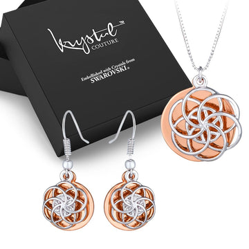 Boxed Discus Necklace and Earrings Set Embellished with SWAROVSKI® crystals