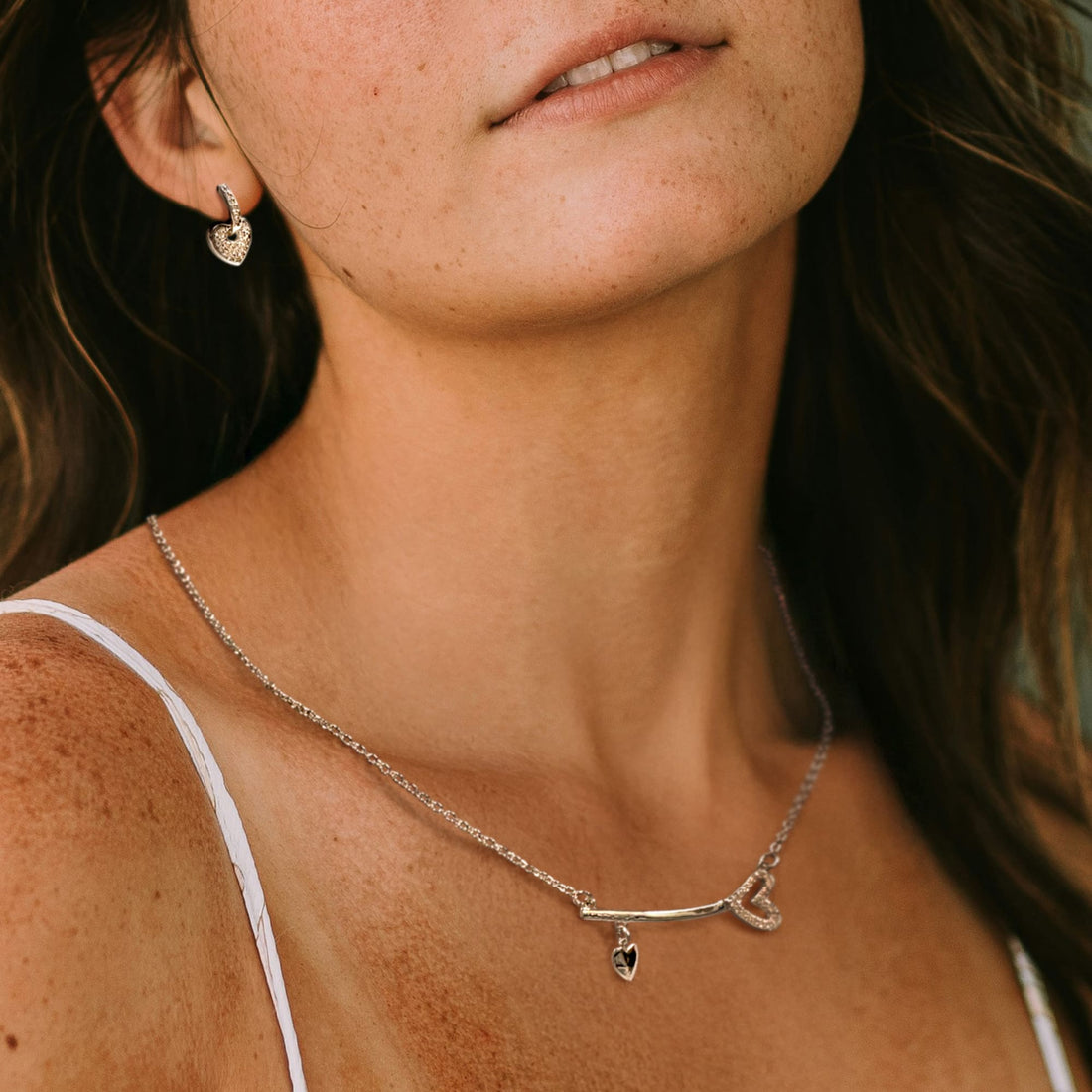 Romantic Love Bar Necklace Embellished with Swarovski¬Æ crystals