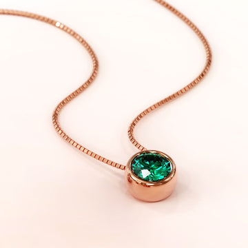 Krystal Couture Opulence Pendant Necklace Embellished with Emerald SWAROVSKI® Crystals in Rose Gold