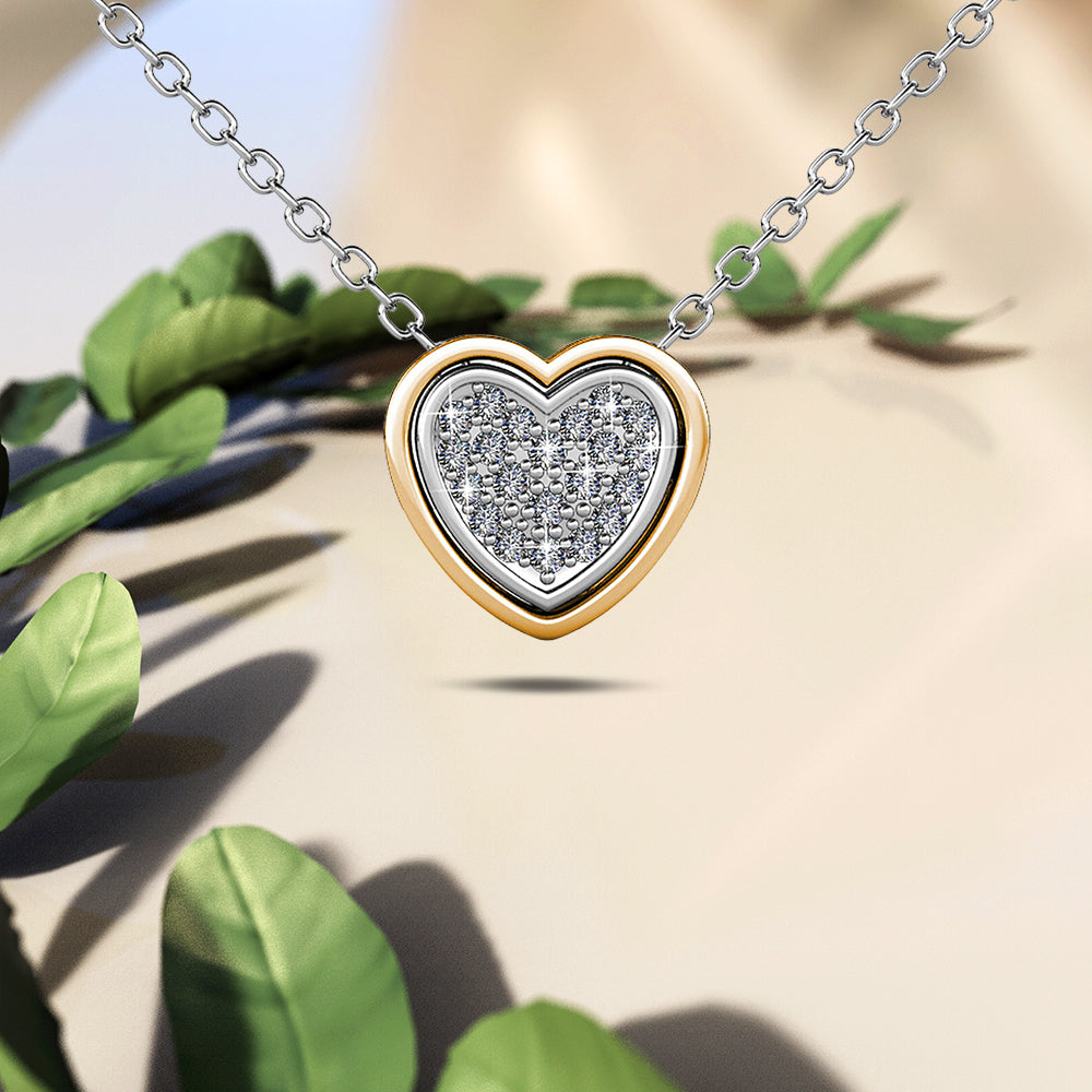 Heart Duo Pendant Necklace Embellished With SWAROVSKI® Crystals