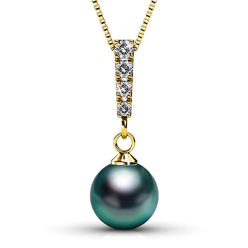 Lustrous Pendant Necklace Embellished with SWAROVSKI® Crystal Iridescent Tahitian Look Pearls