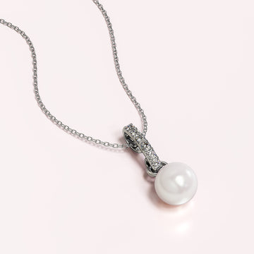 Luminous Pearl Pendant Necklace in White Gold Adorned With Crystals from SWAROVSKI®
