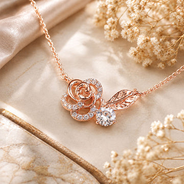 Krystal Couture Rose Petal Pendant Necklace in Rose Gold Embellished with SWAROVSKI® Crystals