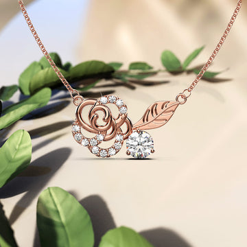 Rose Petal Pendant Necklace in Rose Gold Embellished With SWAROVSKI® Crystals