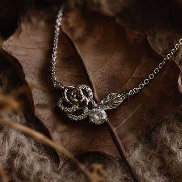 Krystal Couture Rose Petal Pendant Necklace in White Gold Embellished with Swarovski® Crystals