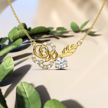 Rose Petal Pendant Necklace in Gold Embellished With SWAROVSKI® Crystals