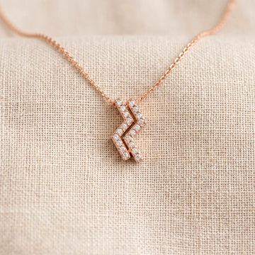 Krystal Couture Zigzag Pendant Necklace in Rose Gold Embellished with Swarovski® Crystals
