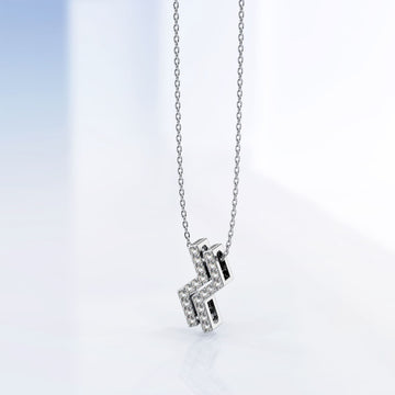 Zigzag Pendant Necklace in White Gold Embellished With SWAROVSKI® Crystals